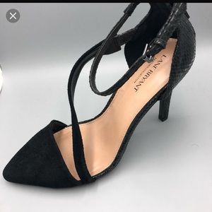 NWT black suede and leather heels!